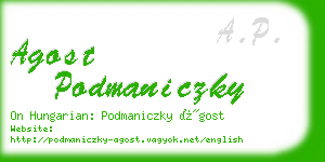 agost podmaniczky business card
